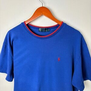 Polo Ralph Lauren T-Shirt Red Trim Pony Logo Cotton Casual XL‎